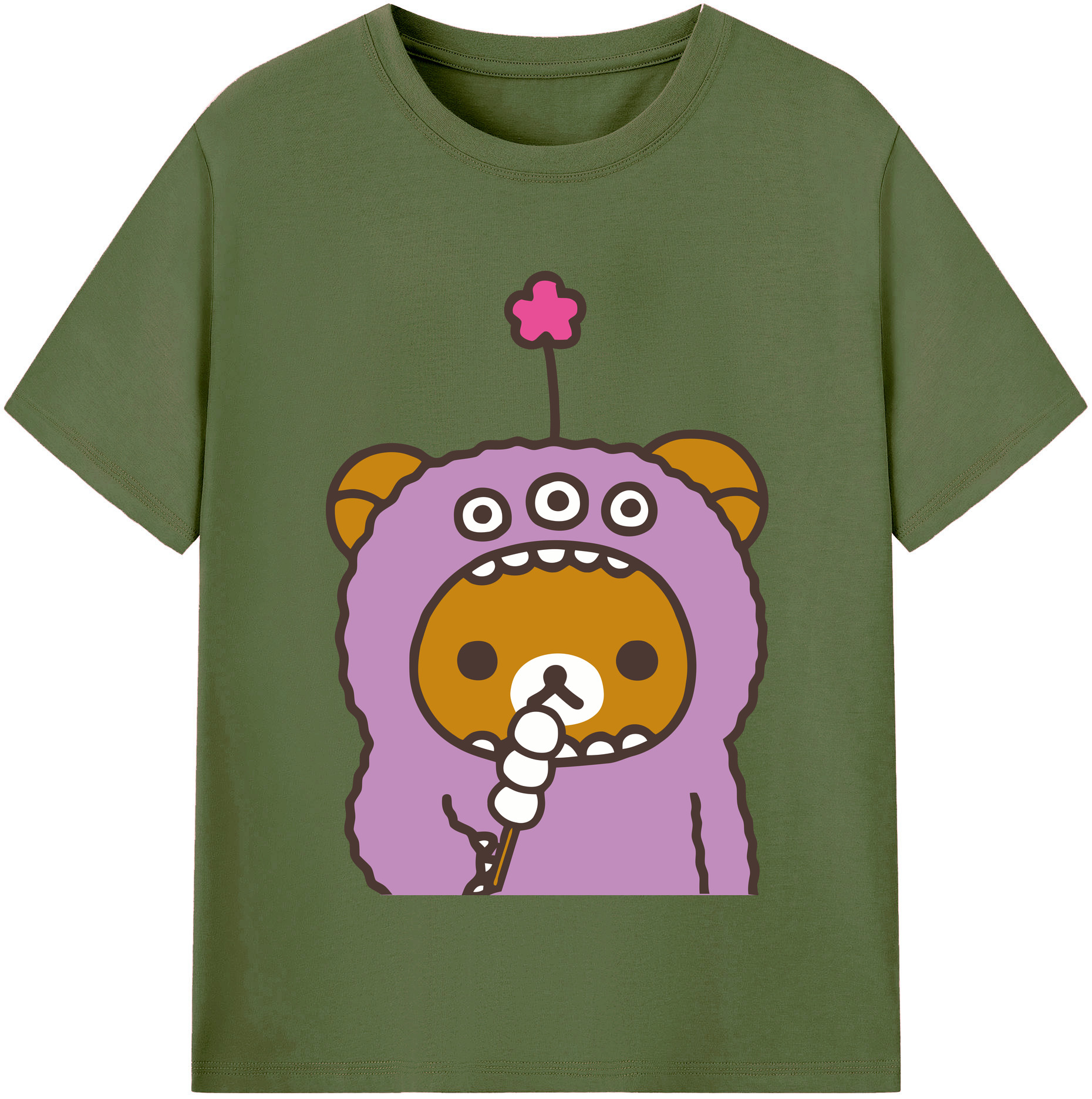 （画像用） リラックマ リラックマ キイロイトリ Rilakkuma Korilakkuma Kiiroitori 綿100％半袖Tシャツ（フロントプリント）
